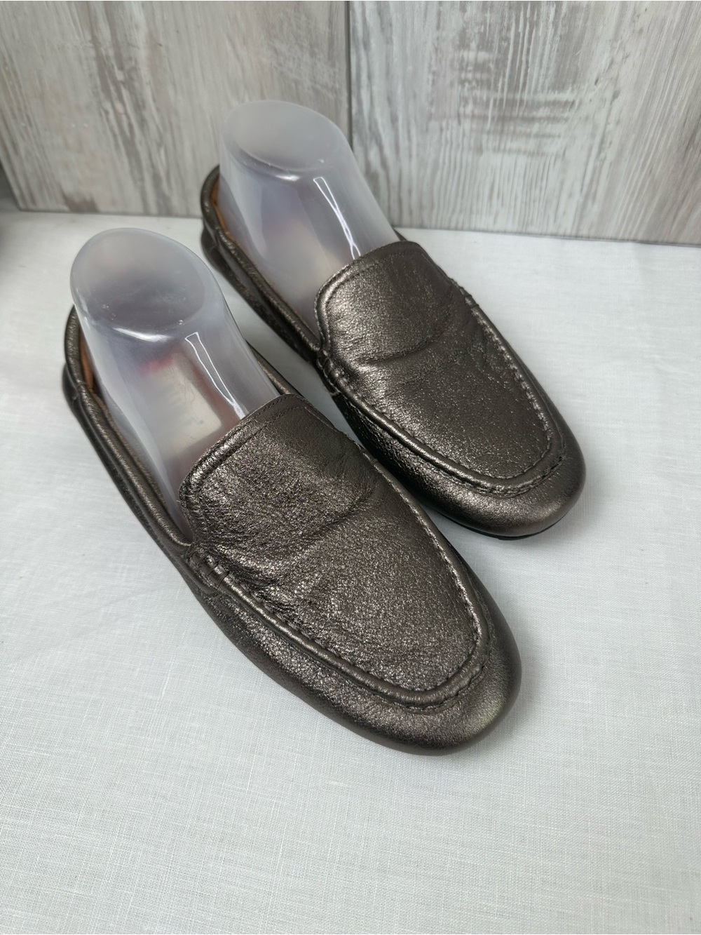 Womens Aquatalia Quaitlin Metallic Bronze Slip-On Driving Loafers